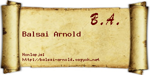 Balsai Arnold névjegykártya